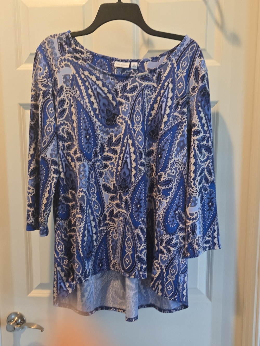 Kim Rogers Blue Paisley Boatneck Tunic
